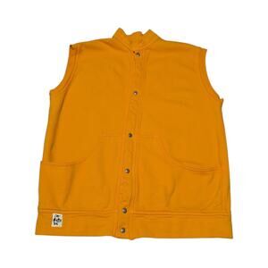 CHUMS Snap Button Down Fleece Vest Fishing Camping Hurricane Utah Orange Yellow